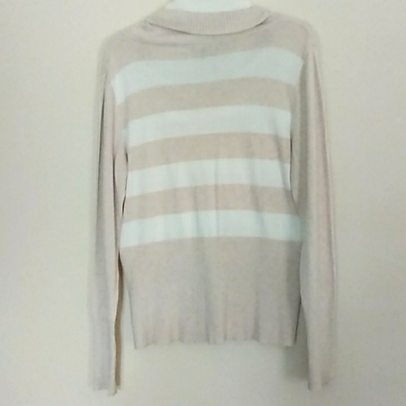 Apt 9 Wide Striped White/Beige Cowl Neck Pullover Sweater SZ L - Picture 3 of 9